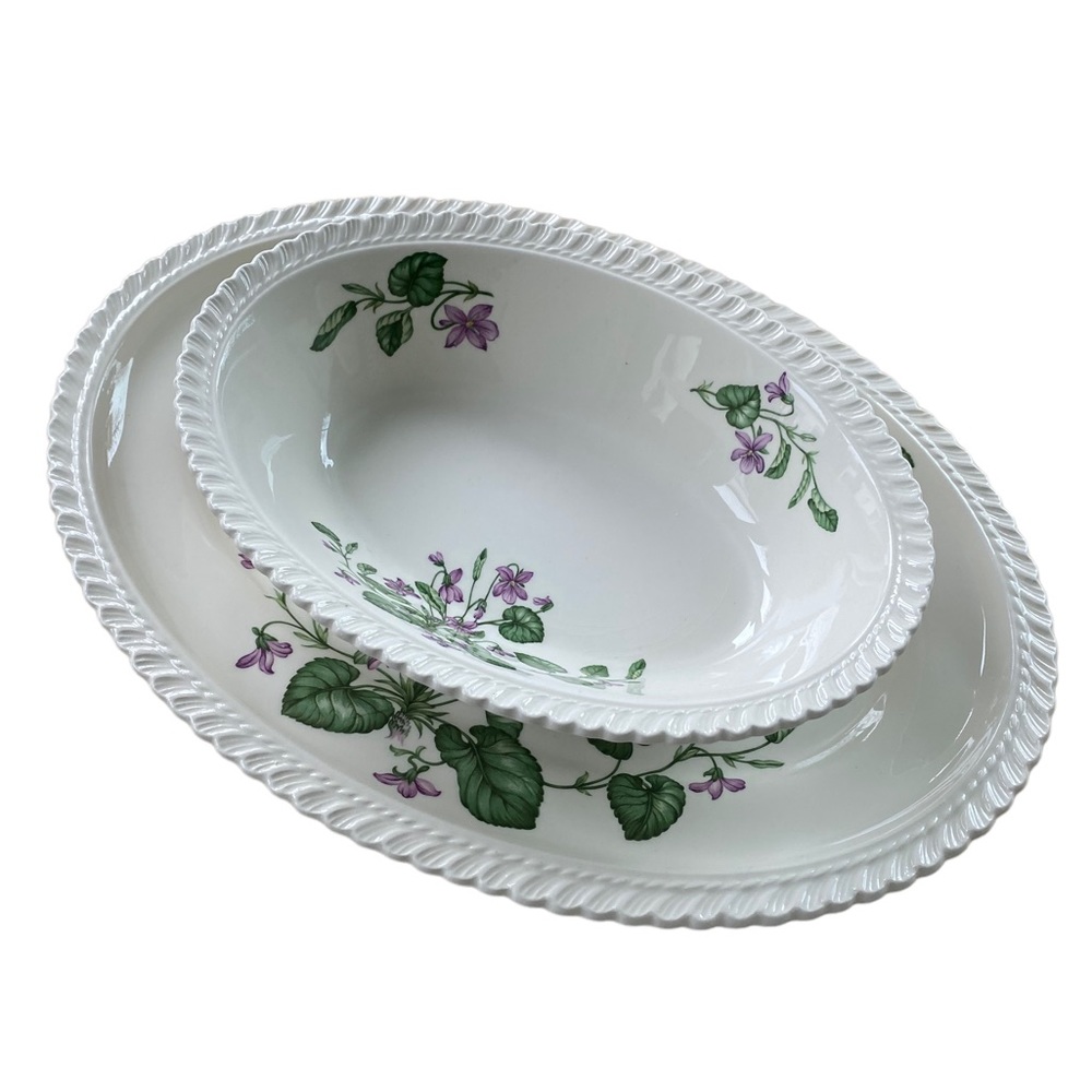 HARKER POTTERY Royal Gadroon Platter and Oval Dish